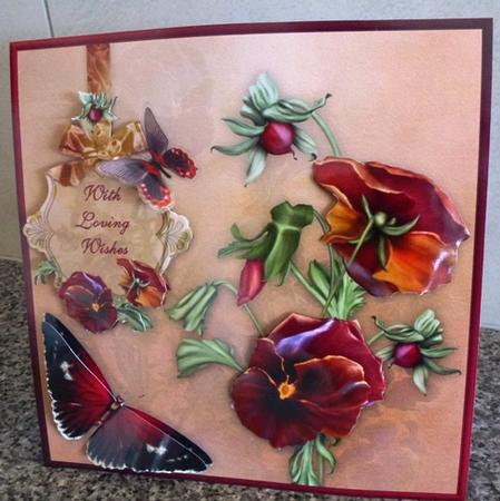 I Dream of Pansies Card Front with Step by Step by Ruth Taylor