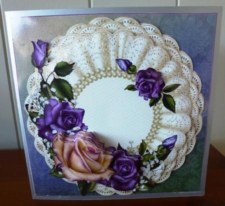 8x8 Vintage Roses on Tripple Ruffle Mat by Ruth Taylor