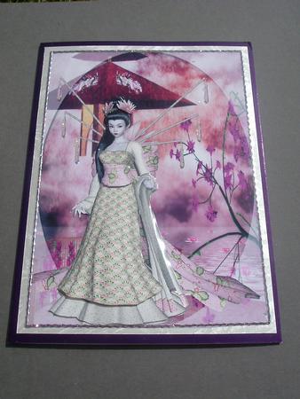 Geisha A5 Card Front Decoupage by Ruth Walters