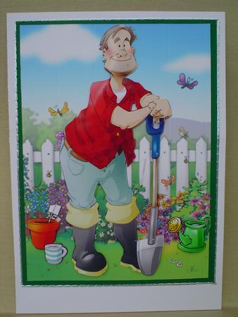 Gardening Dude A4 by Ruth Walters