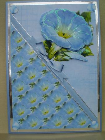 Blue Flower Decoupage Card Front by Ruth Walters