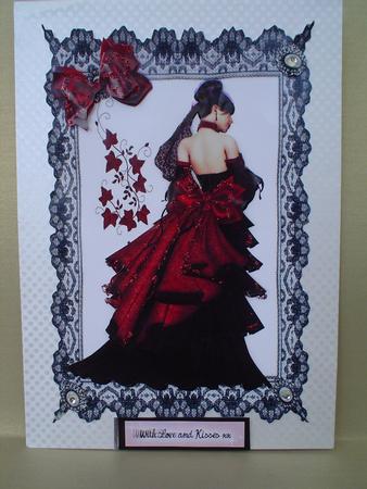 Elegant Lady in Red/black Gown by Ruth Walters