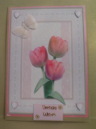 Tulips & Lace Card Front. by Ruth Walters