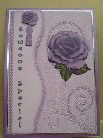 Mauve Rose with Jewel and Pearl Embellishments by Ruth Walters
