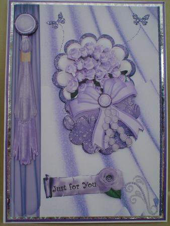 Lilac Roses and Pearls on a Scallop by Ruth Walters