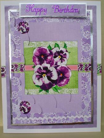 Lilac Perfect Pansies Wavy Edged Side Stacker by Ruth Walters
