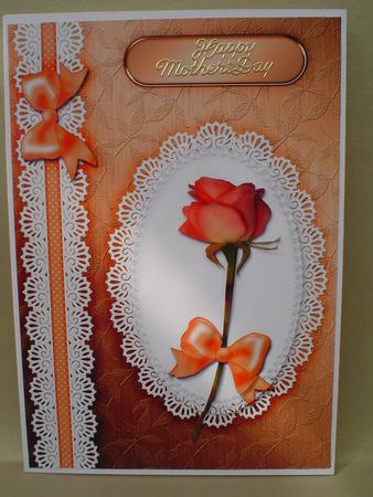 A5 Rose, Lace and Pearls Quick Card with Pyramage by Ruth Walters