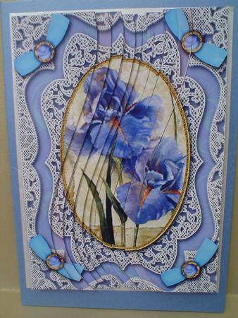 Blue Iris Lace N Bows A4 Side Stacker Kit by Ruth Walters