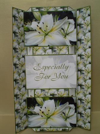 White Oriental Lily 3 Panel Fold Back by Ruth Walters