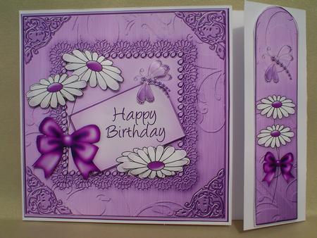 Daisies on Metallic Lace Quick Card with 3D Decoupage by Ruth Walters