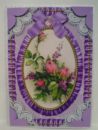 Rose Bouquet Lace N Ruffles Card Front Step by Step by Ruth Walters