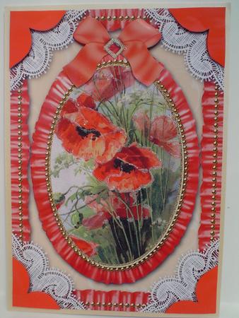 Poppy 1 Lace N Ruffles Card Front Step by Step by Ruth Walters