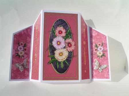 Pink Daisies Theatre Fold Card by Ruth Walters