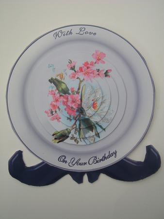 Beautiful Blossoms Plate Card & Stand with Pyramid by Ruth Walters