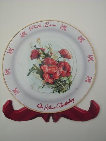 Poppies Plate Card & Stand with Pyramage by Ruth Walters