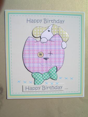 Patched Up Cat and Dog. Happy Birthday to a Friend. by Ruth Walters