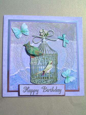 Lovebirds Shabby Chic Card Front and Decoupage by Ruth Walters