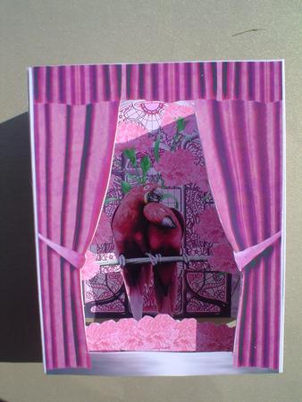 Pink Love Birds Theatre Card by Ruth Walters