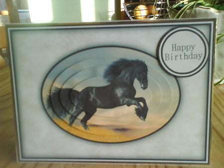 Black Horse Pyramid Card Front by Ruth Walters