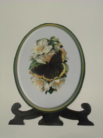 Vintage Butterfly and Floral Plate and Stand Card Sheet by Ruth Walters