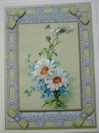 Blue Daisies Lace Eyelet A4 Picture Sheet by Ruth Walters