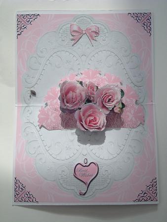 Pink Lace Fan with Roses Pop-up Kit by Ruth Walters