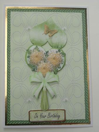 Chrysanthamums on a Peel Back Heart by Ruth Walters