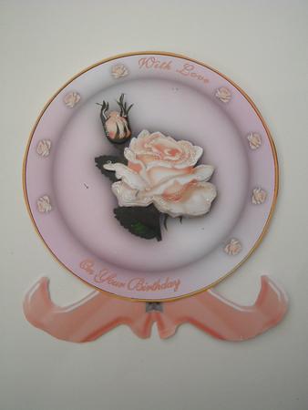 Peach Rose Plate Card & Stand with Step by Step by Ruth Walters