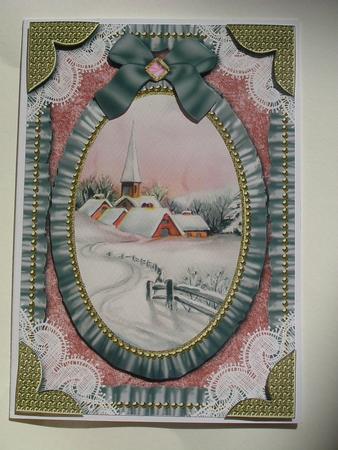 Silent Night Lace N Ruffles Card Front Step by Step by Ruth Walters
