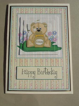 Beige Honey Bear Card Front by Ruth Walters