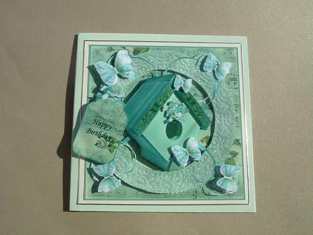 Butterfly House Shabby Chic Card Front with Decoupage by Ruth Walters