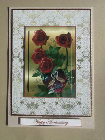 Red Roses on Gold and Lace by Ruth Walters