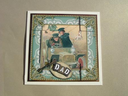 Dads Comical Driving 8 x 8inch Lace Gold Picture Sheet by Ruth Walters