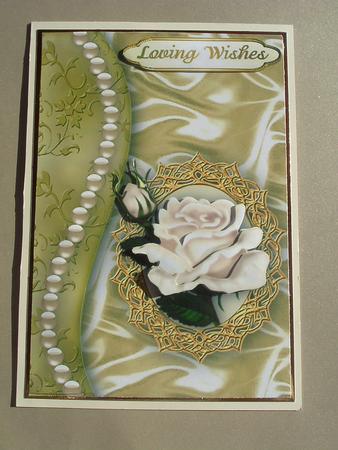 Cream Rose, Satin 'n Gems, A5 Step by Step Card Front by Ruth Walters