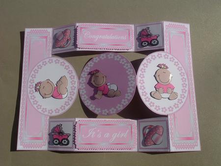 New Baby Girl Circle Shutter Card by Ruth Walters