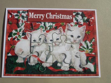 Christmas Jigsaw Cats Topper by Ruth Walters