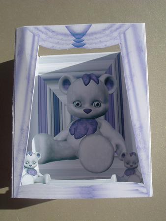 Purple Snow Bear Theatre Card by Ruth Walters