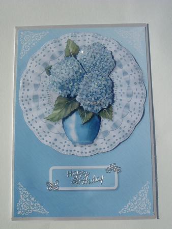 Hydrangeas on Lace Card Front by Ruth Walters