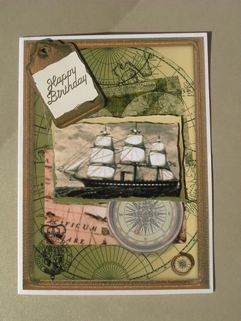 Vintage Ship ,maps and Compass Topper by Ruth Walters