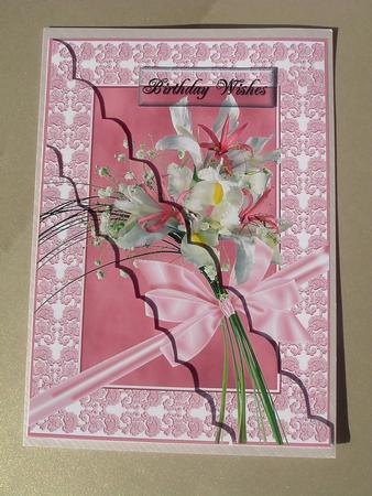 Pink Lace Framed Flowers by Ruth Walters