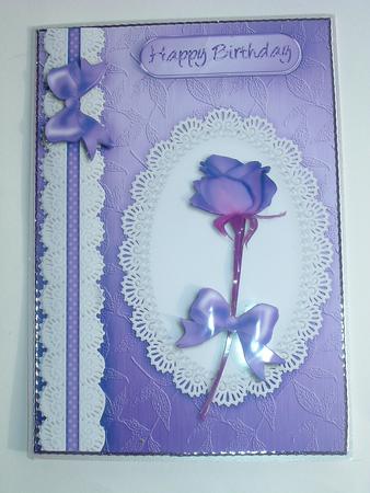 A5 Rose, Lace and Pearls Quick Card with 3D Decoupage by Ruth Walters