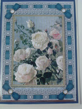 White Roses Lace Eyelet A4 Picture Sheet by Ruth Walters