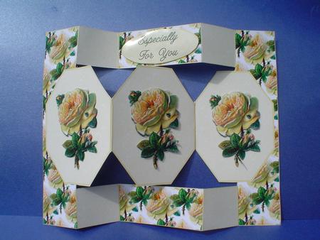 Vintage Rose Octagon Folded Pop-up Card by Ruth Walters