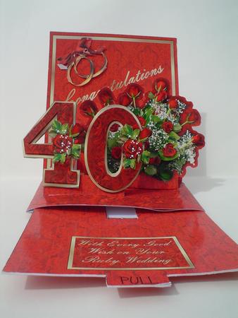 Pop Up Slider Card Kit - Ruby Wedding Anniversary by Ruth Walters