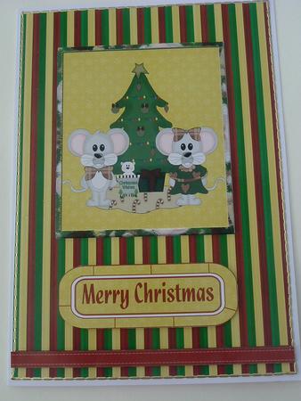 Christmas Mice Card Front by Ruth Walters