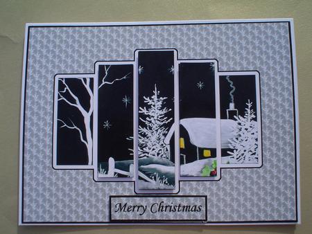 Winter Scene in Black and White Pyramid Panel by Ruth Walters