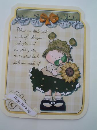 Sunflower Girl Jar Topper by Ruth Walters