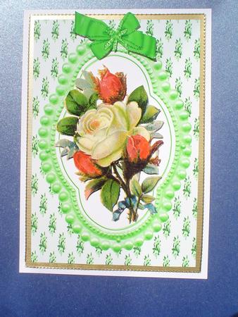 Cream Rose in Bead Frame by Ruth Walters