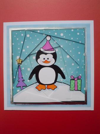 Xmas Penguin Quick Card Twisted Spiral Side Stacker by Ruth Walters