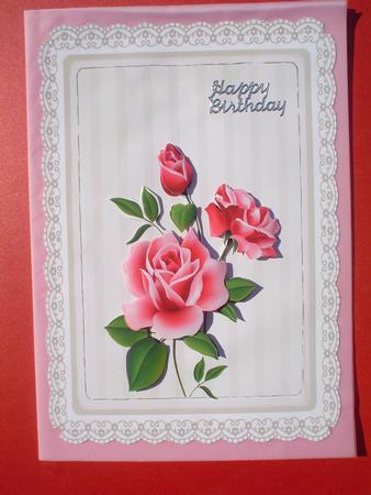 Gorgeous Red Rose Card Front & Decoupage by Ruth Walters